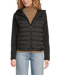 DKNY - Hooded Side Zip Puffer Jacket - Lyst