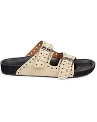 isabel marant grommet suede slide sandals