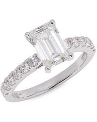 Badgley Mischka - 14k White Gold & 2.50 Tcw Lab-grown Emerald & Round Diamond Ring - Lyst