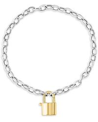 Effy - 14K Goldplated & Sterling Lock Chain Bracelet - Lyst