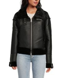 Hudson Jeans - Faux Fur Trim Faux Leather Jacket - Lyst