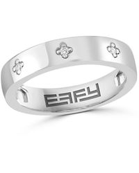 Effy - Sterling & 0.04 Tcw Diamond Studded Ring - Lyst