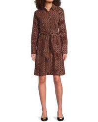 Halston - Printed Belted Shirtdress - Lyst
