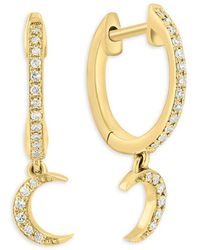 Effy - 14k Yellow Gold & 0.14 Tcw Diamond Moon Huggie Hoop Earrings - Lyst