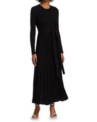 Proenza Schouler Belted Pleated Silk & Cashmere Midi Dress - Black