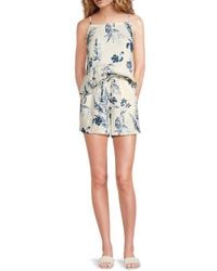 Saks Fifth Avenue - Floral 100% Linen Tank - Lyst
