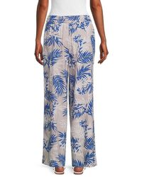Womens Clothing Trousers Slacks and Chinos Wide-leg and palazzo trousers BCBGMAXAZRIA Synthetic Bcbgmaxazria Abstract High-rise Bikini Bottom in Blue 