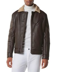 Andrew Marc - Maxton Faux Shearling Collar Moto Jacket - Lyst