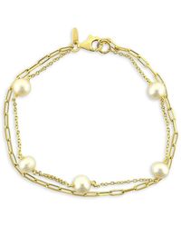 Saks Fifth Avenue - 14k Yellow Gold & 5-6.5mm Cultured Freshwater Pearl Link Bracelet - Lyst