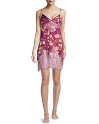Free People Sunfade Floral-print Slip Dress - Purple
