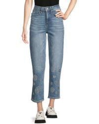 Karl Lagerfeld - Floral Motif Cropped Jeans - Lyst