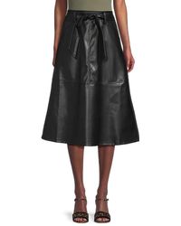 Saks Fifth Avenue Saks Fifth Avenue Vegan Leather A Line Skirt in Brown ...