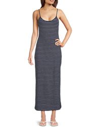 Onia - Striped Linen Blend Cover Up Maxi Dress - Lyst