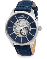 Porsamo Bleu - Cassius 45mm Stainless Steel & Leather Strap Automatic Watch - Lyst