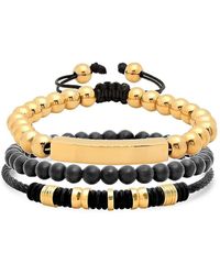 Anthony Jacobs - 3-piece Two-tone Stainless Steel & Lava Bead Bracelet Set - Lyst