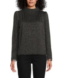 Ba&sh - Raba Metallic Mock Turtleneck Long-Sleeve Top - Lyst