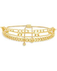 Sterling Forever - 14K Goldplated Layered Chain Bolo Bracelet - Lyst