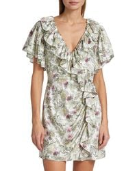 Cinq À Sept - Evans Floral Ruffle Mini Dress - Lyst
