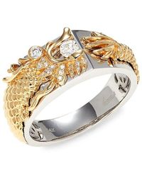 Effy - 14k Two-tone Gold & Diamond Dragon Ring - Lyst