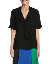 Karl Lagerfeld - Solid Ruffle Blouse - Lyst
