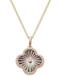 Effy - 14k Yellow Gold, Black Mother Of Pearl & Diamond Clover Pendant Necklace - Lyst