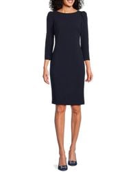 Calvin Klein - Puff Sleeve Knee Length Sheath Dress - Lyst