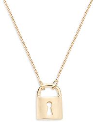 Saks Fifth Avenue - 14k Yellow Gold Lock Pendant Necklace - Lyst