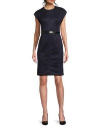 Calvin Klein - Belted Short Sleeve Sheath Dress - Lyst