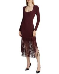 Toccin - Mila Fringe Knit Long-sleeve Midi-dress - Lyst