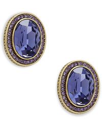 Heidi Daus Goldtone, Crystal & Glass Bead Stud Earrings - Blue
