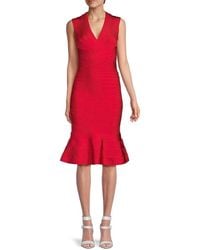 Hervé Léger - Sophie V-neck Midi-dress - Lyst