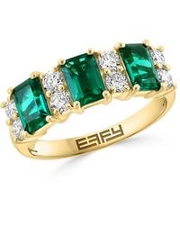 Effy - 14K Lab-Grown Emerald & 0.51 Tcw Lab-Grown Diamond Ring - Lyst