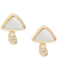 Saks Fifth Avenue - Saks Fifth Avenue 14k Yellow Gold, Mother Of Pearl & Diamond Mushroom Stud Earrings - Lyst
