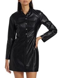 If Only Studio - Faux-Leather Mini Shirtdress - Lyst