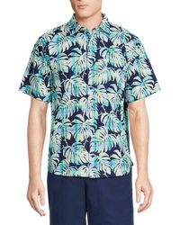 Tommy Bahama - Plaid Over Paradise Leaf Print Shirt - Lyst