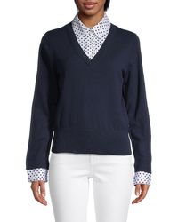 Tommy Hilfiger Dot-print Layered Sweater - Blue