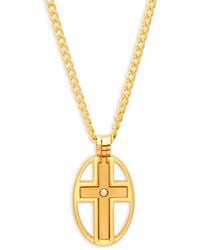 Saks Fifth Avenue Stainless Steel Cross Oval Pendant Necklace - Metallic
