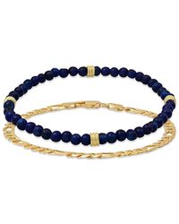 Anthony Jacobs - 2-Piece 14K Goldplated Sterling & Lapis Beaded Stretch Bracelets Set - Lyst
