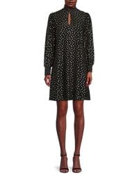 Tommy Hilfiger - Metallic Dot Smocked Mock Turtleneck Minidress - Lyst