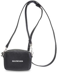 Balenciaga Mini Cash Leather Crossbody Bag - Black