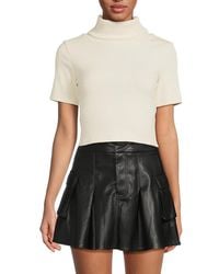 AREA STARS - Anne Ribbed Turtleneck Crop Top - Lyst