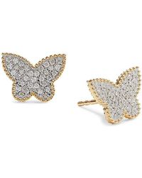 Effy - 14K & 0.24 Tcw Diamond Butterfly Stud Earrings - Lyst