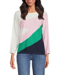 Tahari - Colorblocked Dolman Sleeve Top - Lyst