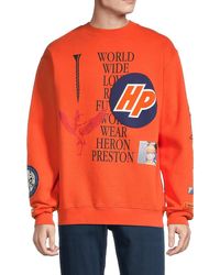 Orange gym and workout clothes Sweatshirts for Men Heron Preston Cotton Sweatshirt Os Heron Bw in Orange Black Save 11% Mens Clothing Activewear 