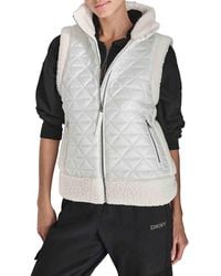 DKNY - Mock Neck Quilted Puffer Vest - Lyst