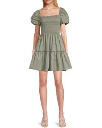 Lea & Viola - Smocked Cotton Minidress - Lyst
