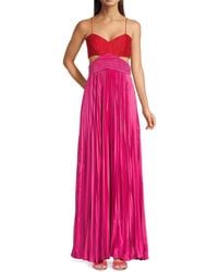 AMUR - Elodie Colorblock Cutout Pleated Gown - Lyst