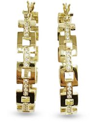 SAVIENE - Square Link Cubic Zirconia Pave Hoop Earrings - Lyst