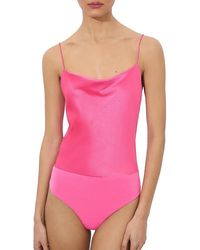 Alice + Olivia - Alice + Olivia Harmon Satin Bodysuit - Lyst