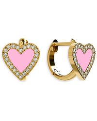 Gabi Rielle - Sugar Blossom 18K Vermeil Sterling & Cubic Zirconia Heart Huggie Earrings - Lyst